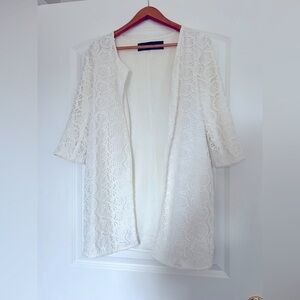 Zara Basics Open Lace Duster 3/4 Sleeve White Ivory | Medium